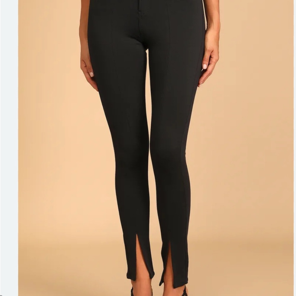 Blank NYC Black Skinny Pants with Ankle Slits